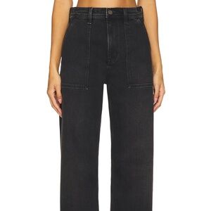 $198 Pistola Black Penny Utility Wide Leg Jean In Collins Size 27